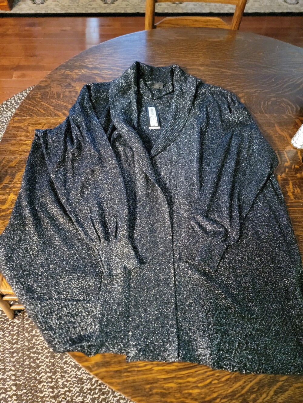 Sparkle Shawl Collar Cardigan in Black/Silver